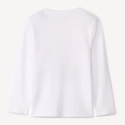 T-shirt met lange mouwen in effen kleur met soft print jongens