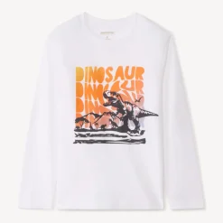 T-shirt met lange mouwen in effen kleur met soft print jongens