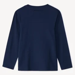 T-shirt met lange mouwen in effen kleur met soft print jongens