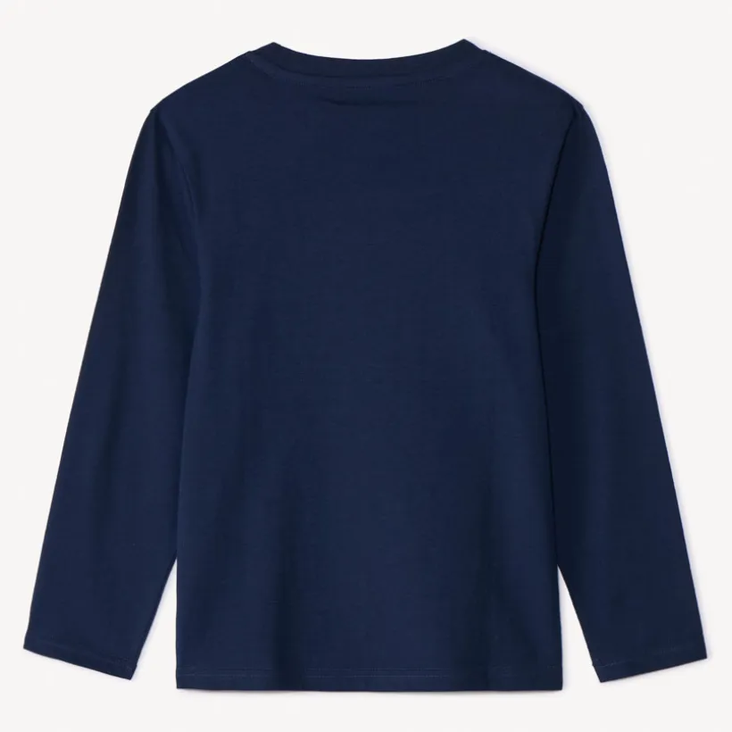 T-shirt met lange mouwen in effen kleur met soft print jongens