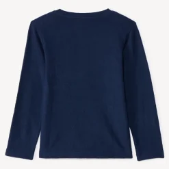 T-shirt met lange mouwen in effen jersey met fantasieborduursels jongens