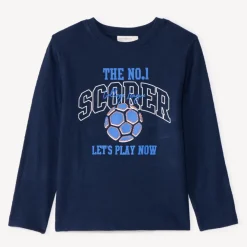 T-shirt met lange mouwen in effen jersey met fantasieborduursels jongens