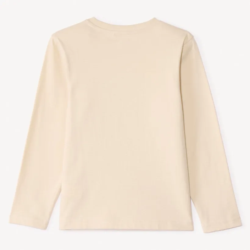 T-shirt met lange mouwen in effen kleur met soft print jongens