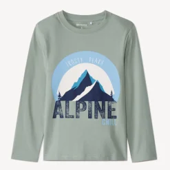 T-shirt met lange mouwen in effen kleur met soft print jongens
