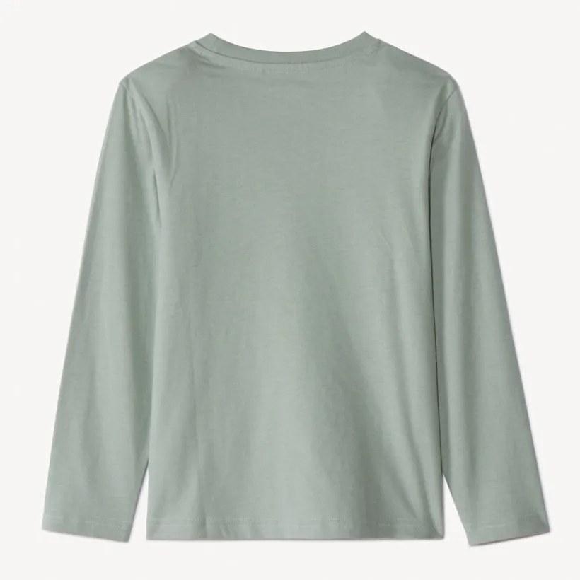 T-shirt met lange mouwen in effen kleur met soft print jongens