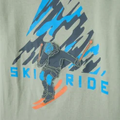 T-shirt met lange mouwen 2-in-1 effect met ski-print jongens