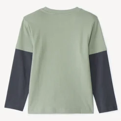 T-shirt met lange mouwen 2-in-1 effect met ski-print jongens