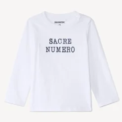 T-shirt met lange mouwen in effen wit met print voor babyjongens
