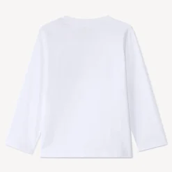 T-shirt met lange mouwen in effen wit met print voor babyjongens