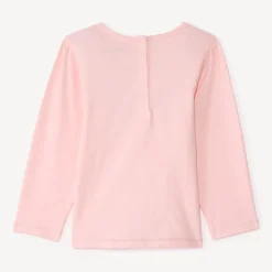 T-shirt met lange mouwen in effen jersey met fantasieprint meisjes