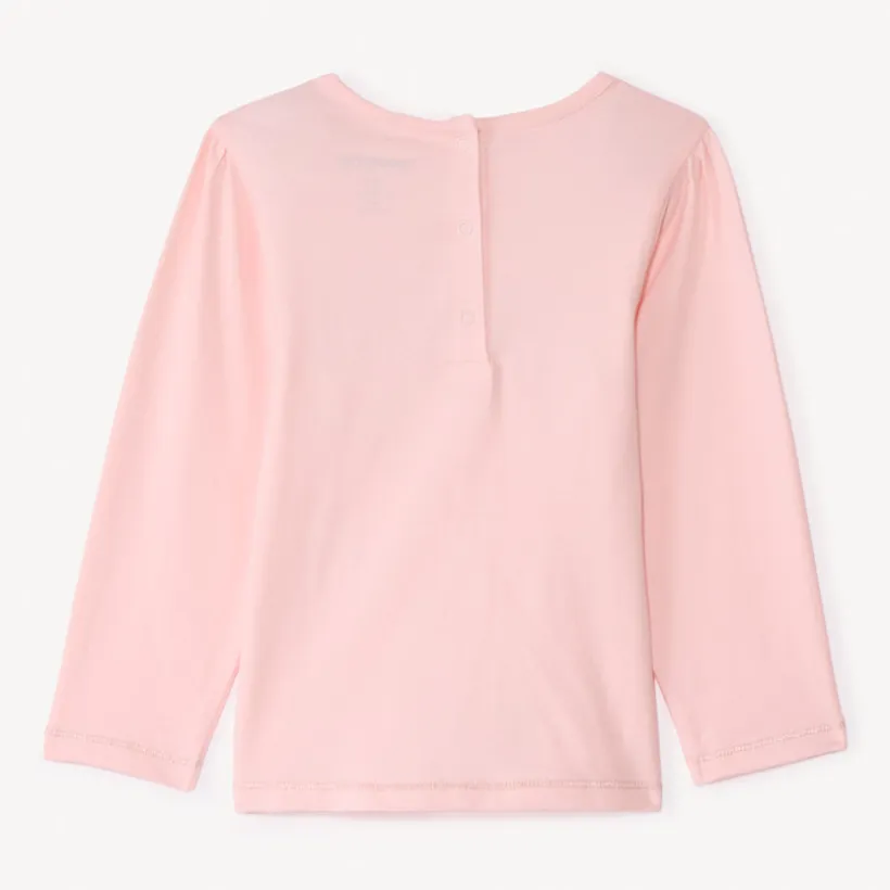 T-shirt met lange mouwen in effen jersey met fantasieprint meisjes