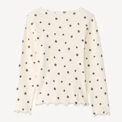 T-shirt met lange mouwen in geribbelde jersey met bloemenprint meisjes