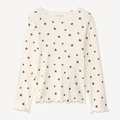 T-shirt met lange mouwen in geribbelde jersey met bloemenprint meisjes