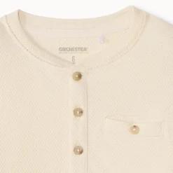 T-shirt met lange mouwen in honingraatstof en getextureerde ronde hals jongens