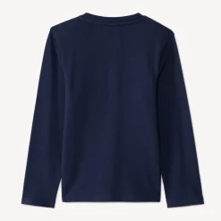 T-shirt met lange mouwen in honingraatstructuur en tunesische kraag jongens