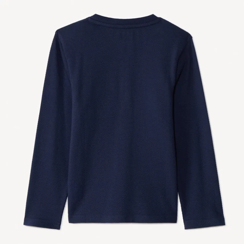 T-shirt met lange mouwen in honingraatstructuur en tunesische kraag jongens