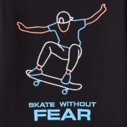 T-shirt met lange mouwen in jersey met skateboardborduursel jongens
