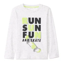T-shirt met lange mouwen in jersey met neps-effect, skateboardprint jongens