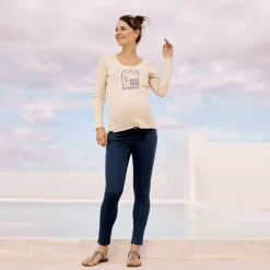T-shirt met lange mouwen in ribbelstof print Mykonos voor dames