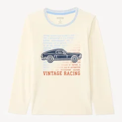 T-shirt met lange mouwen jongens met vintage geborduurde auto