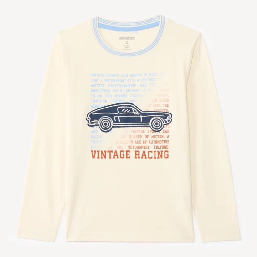 T-shirt met lange mouwen jongens met vintage geborduurde auto