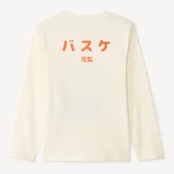 T-shirt met lange mouwen, manga- en basketbalprint jongens