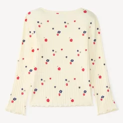 T-shirt met lange mouwen meisjes van ribgebreide stof met bloemenprint