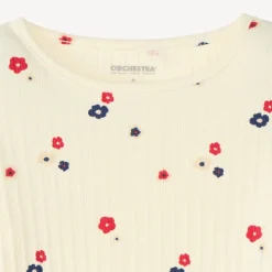 T-shirt met lange mouwen meisjes van ribgebreide stof met bloemenprint