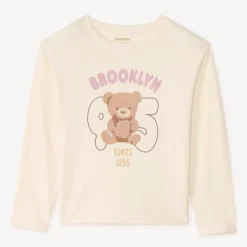 T-shirt met lange mouwen met berenprint meisjes