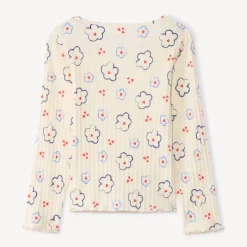 T-shirt met lange mouwen, met contrastrijke platte bloemenprint meisjes