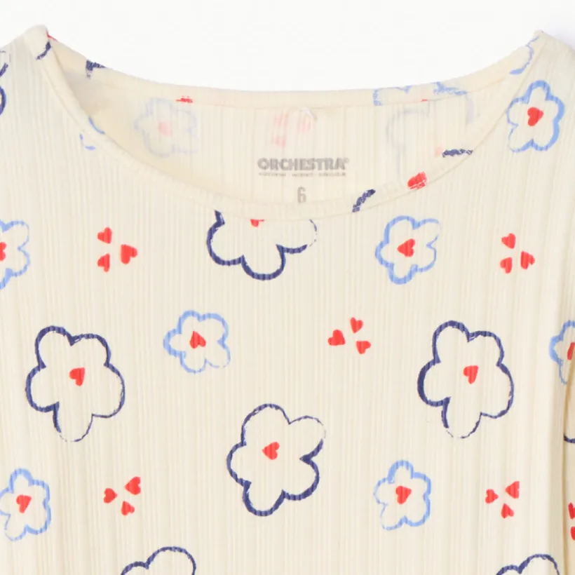 T-shirt met lange mouwen, met contrastrijke platte bloemenprint meisjes