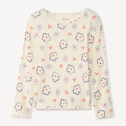 T-shirt met lange mouwen, met contrastrijke platte bloemenprint meisjes