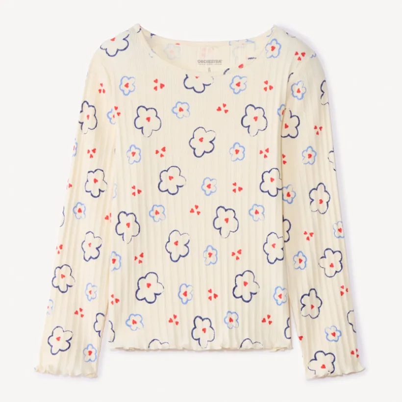 T-shirt met lange mouwen, met contrastrijke platte bloemenprint meisjes