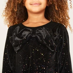 T-shirt met lange mouwen met een glinsterende velvet strik meisjes