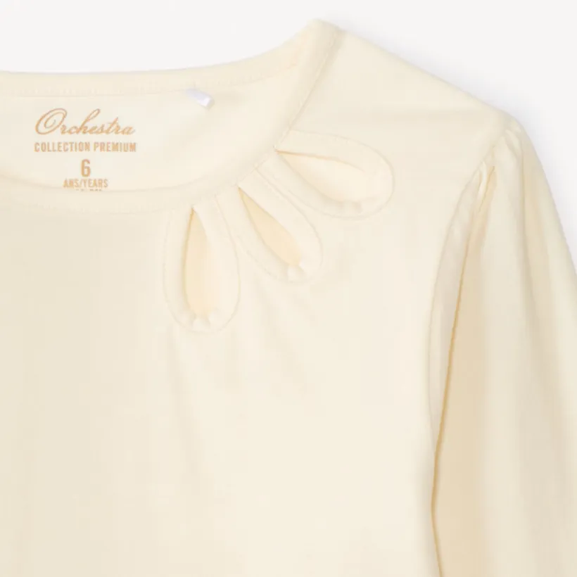T-shirt met lange mouwen met een fantasie snit en strass meisjes