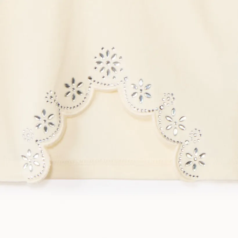 T-shirt met lange mouwen met een fantasie snit en strass meisjes
