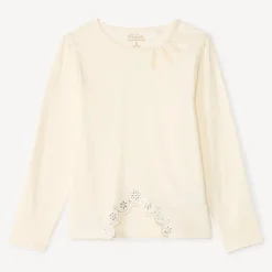 T-shirt met lange mouwen met een fantasie snit en strass meisjes
