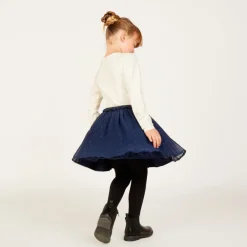 T-shirt met lange mouwen met glittermotief en strass meisjes