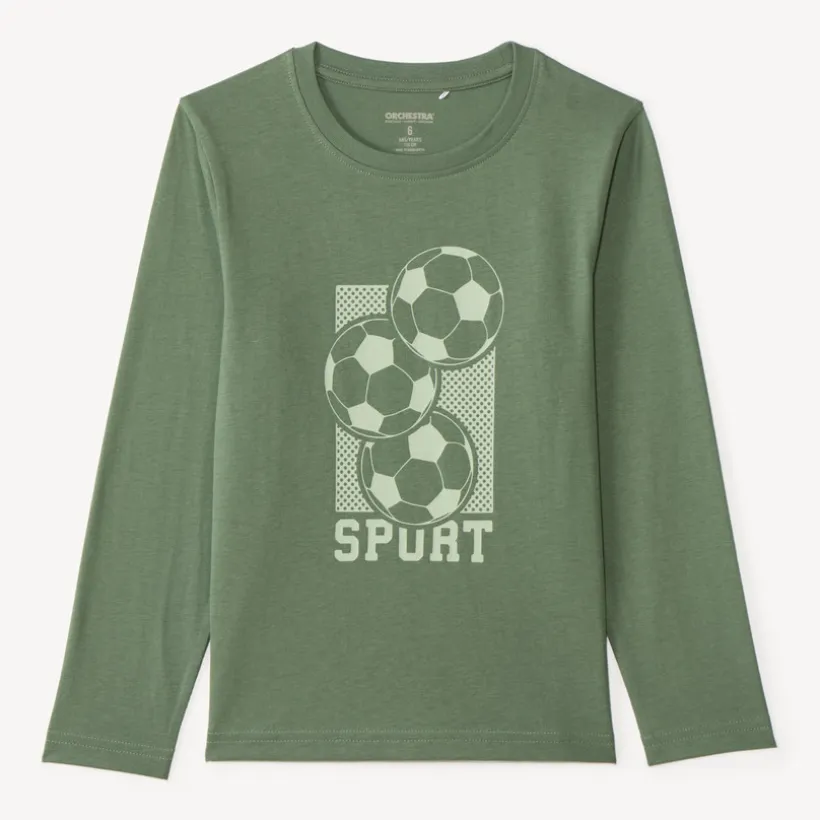 T-shirt met lange mouwen sportprint jongens
