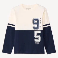 T-shirt met lange mouwen, tweekleurig colour block effect, met sportieve print jongens