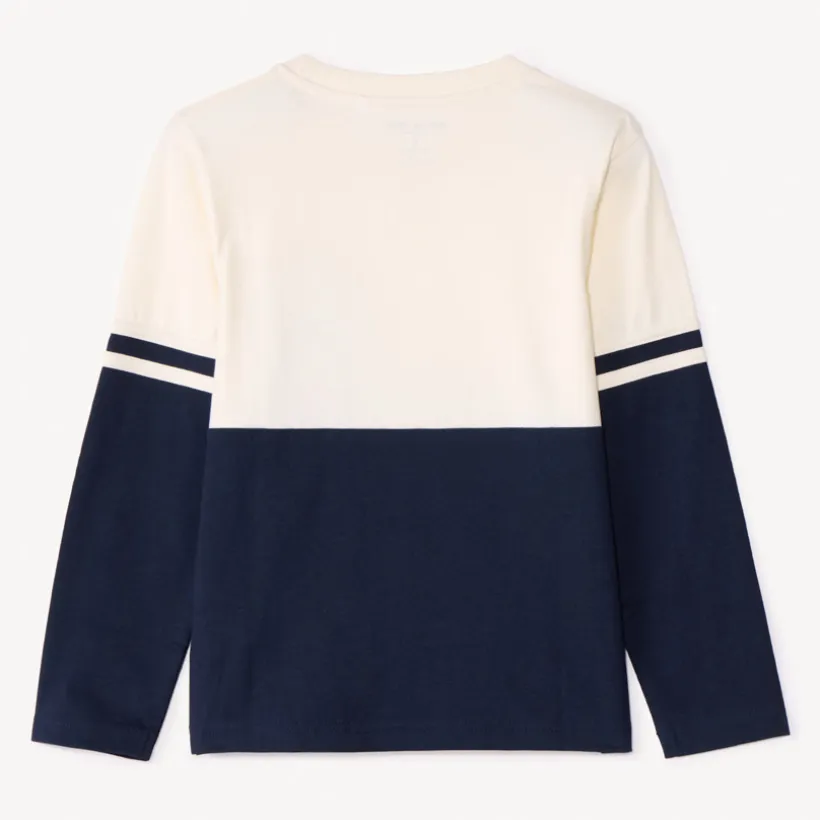 T-shirt met lange mouwen, tweekleurig colour block effect, met sportieve print jongens