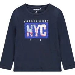 T-shirt met lange mouwen uit jerseystof met boodschap en magische lovertjes