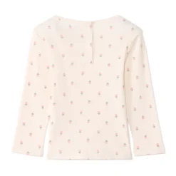 T-shirt met lange mouwen van geribd jersey met bloemenprint voor babymeisje