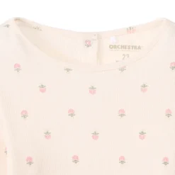T-shirt met lange mouwen van geribd jersey met bloemenprint voor babymeisje