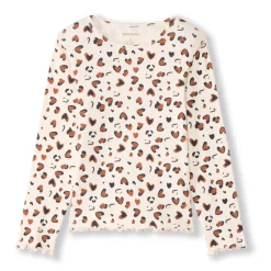 T-shirt met lange mouwen van geribd jersey met print van hartjes met luipaardvlek-effect meisjes