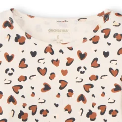 T-shirt met lange mouwen van geribd jersey met print van hartjes met luipaardvlek-effect meisjes
