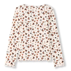T-shirt met lange mouwen van geribd jersey met print van hartjes met luipaardvlek-effect meisjes