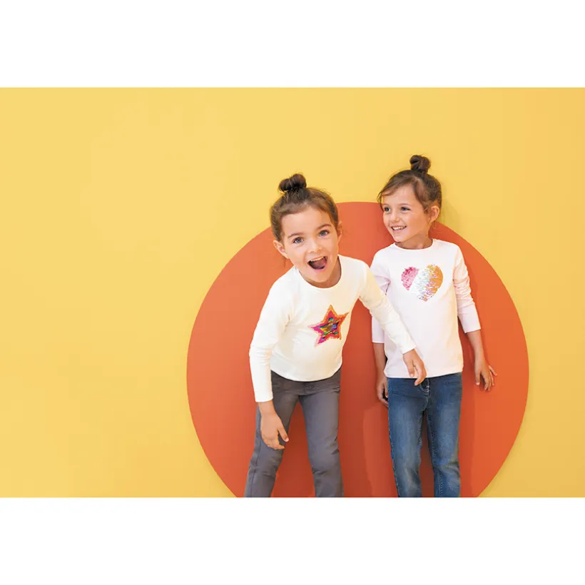 T-shirt met lange mouwen van jerseystof met motief van lovertjes