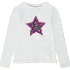 T-shirt met lange mouwen van jerseystof met motief van lovertjes