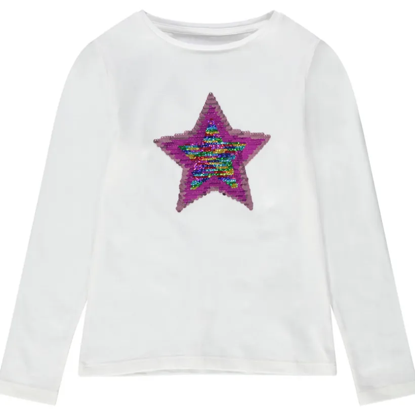 T-shirt met lange mouwen van jerseystof met motief van lovertjes